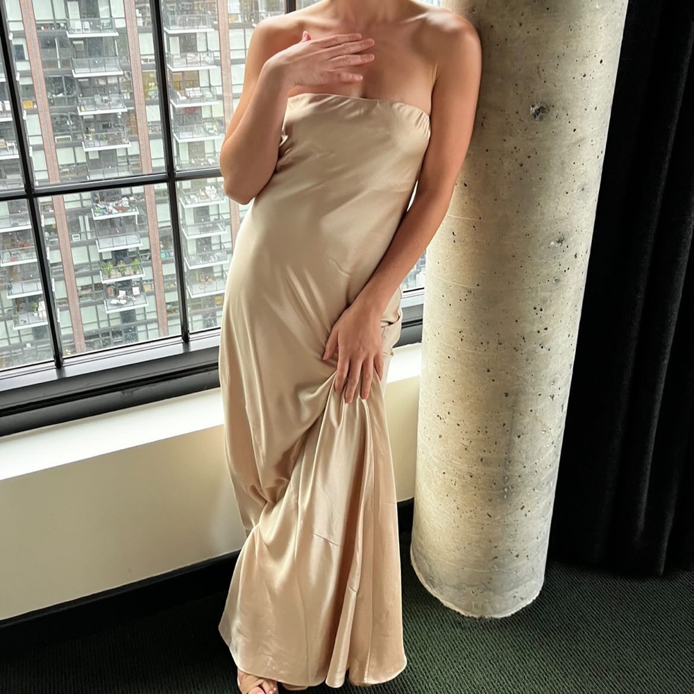 Taylor Tube Maxi Dress ~ Champagne Luxe Satin